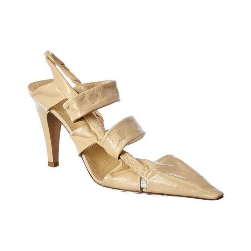 Bottega Veneta Beige Leather Pointed-Toe Strappy Heels